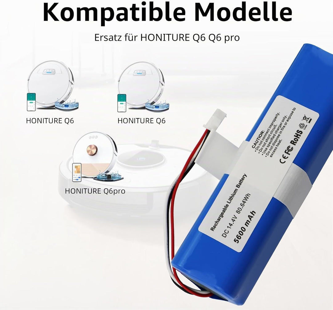 K KYUER 5600mAh Rechargeable Saugroboter Akku für HONITURE Q6/Q6 Pro AIRROBO T10+/T20+ Ultenic T10/T