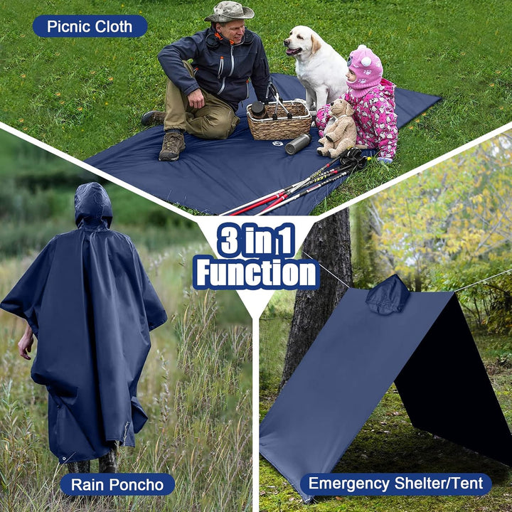 flintronic Regenponcho Herren, Wasserdichter Regenponcho, Leichter regenschutz Regencape, 3 in 1 wie