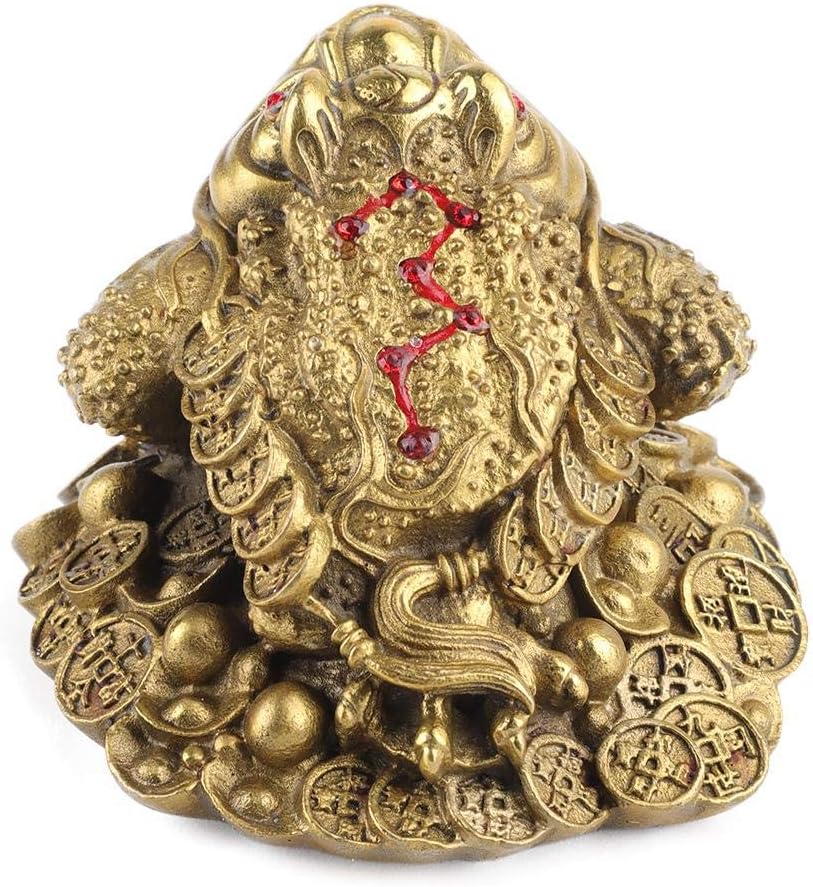 Zerodis Chinesische Feng Shui Frösche Messing Goldene Kröten Dreibeinige Statue Geldfrösche Reichtum