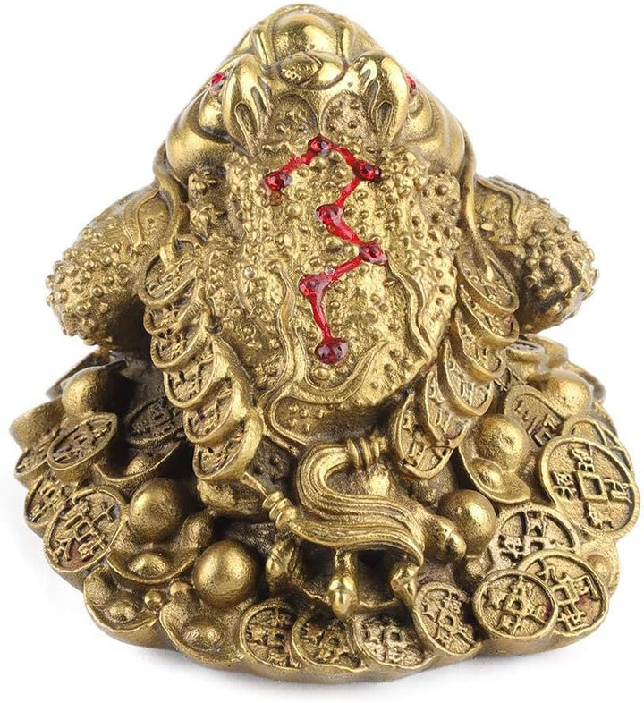 Zerodis Chinesische Feng Shui Frösche Messing Goldene Kröten Dreibeinige Statue Geldfrösche Reichtum