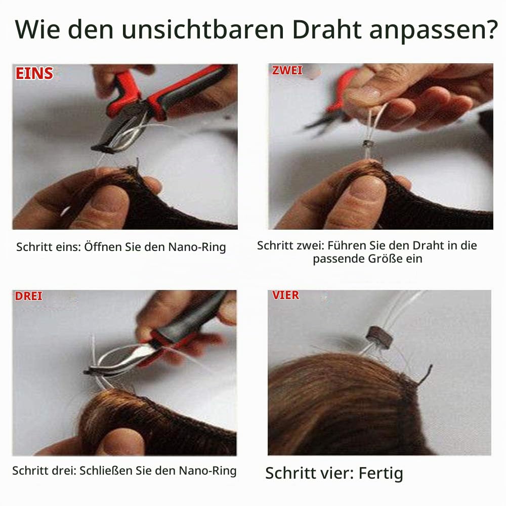 Extensions Echthaar mit transparenter Schnur, Silk-co Wire in ExtensionsDunkelbraun 60g, Secrets Hai