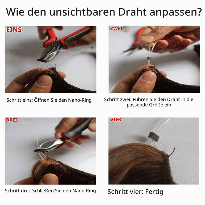 Extensions Echthaar mit transparenter Schnur, Silk-co Wire in ExtensionsDunkelbraun 60g, Secrets Hai