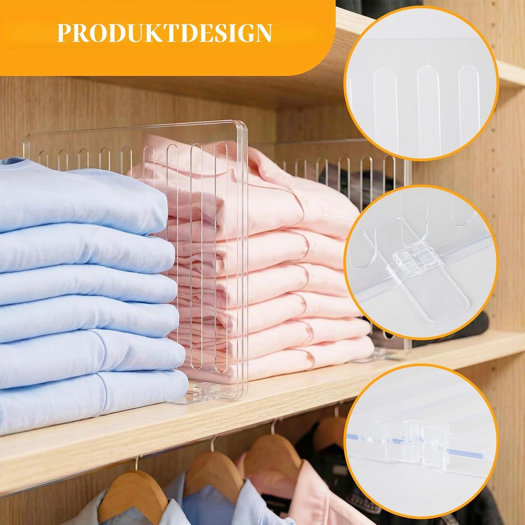 Regalteiler 4er-Pack Schränke Regaltrenner Organizer Nano-Klebeband Selbstklebender transparenter Sc