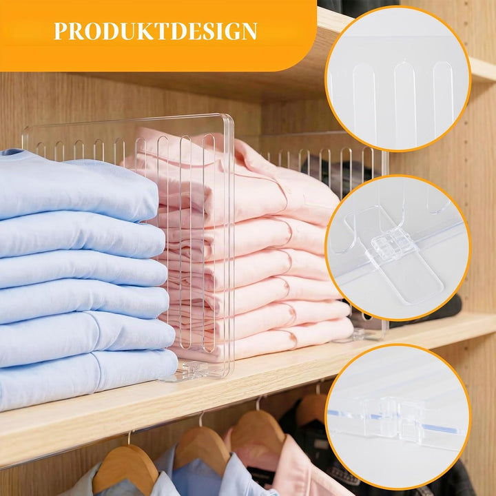 Regalteiler 4er-Pack Schränke Regaltrenner Organizer Nano-Klebeband Selbstklebender transparenter Sc