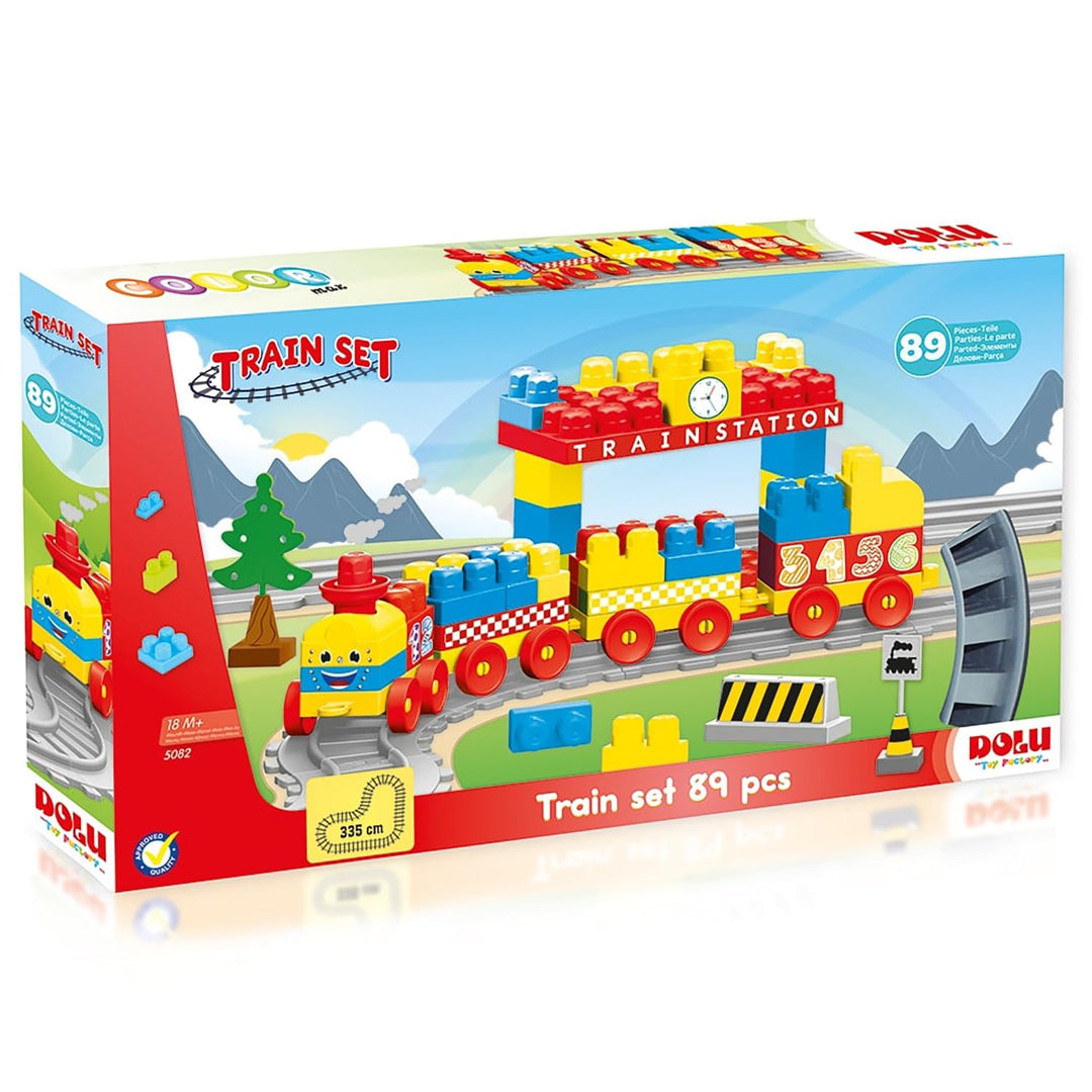 DOLU Eisenbahn für Kinder Zug Set 89 teilig über 3 Meter ab 18 M 89 tlg, 89 tlg
