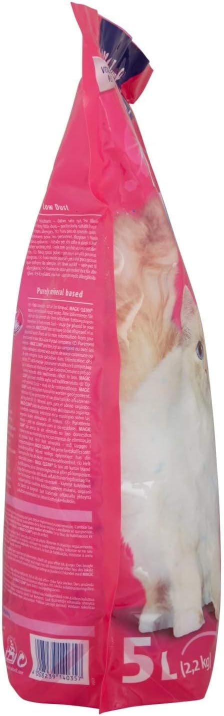 Vitakraft Magic Clean Silikon-Katzenstreu, länger als normal, geruchs- und antibakteriell, 5 l, 2,2