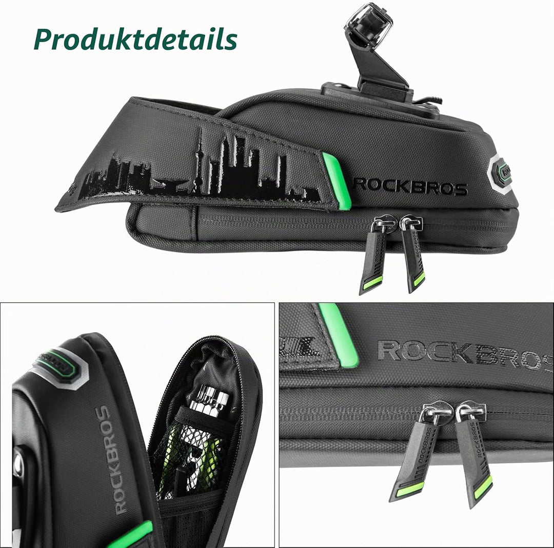 ROCKBROS Fahrrad Satteltasche Fahrradtasche für MTB Rennrad Wasserdicht Stossfest Sitztasche Schwarz