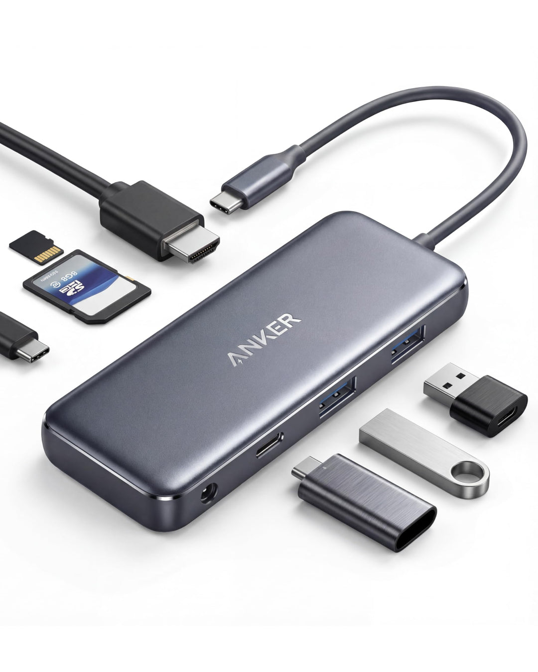 Anker USB C Hub, 341 USB C Adapter (7-in-1), 4K HDMI, 100W Power Delivery, USB C und 2 USB A 5Gbps D
