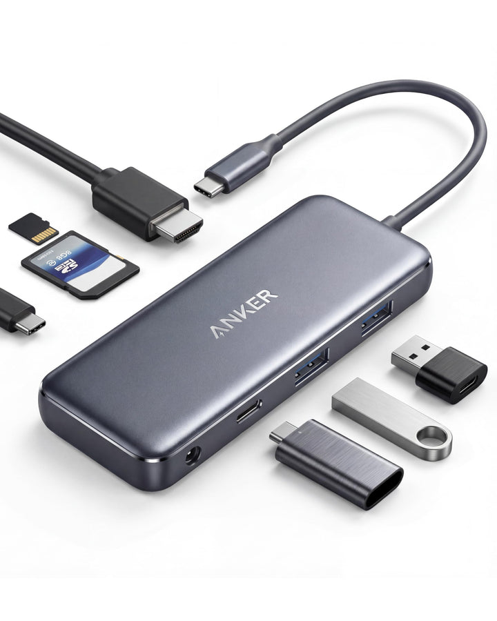 Anker USB C Hub, 341 USB C Adapter (7-in-1), 4K HDMI, 100W Power Delivery, USB C und 2 USB A 5Gbps D