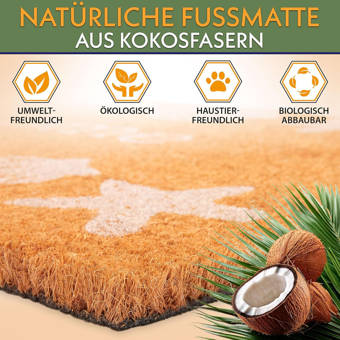 BRUBAKER Fussmatte für Aussen und Innen - Welcome - 45 x 75 cm Strand Schmutzfangmatte mit Muscheln