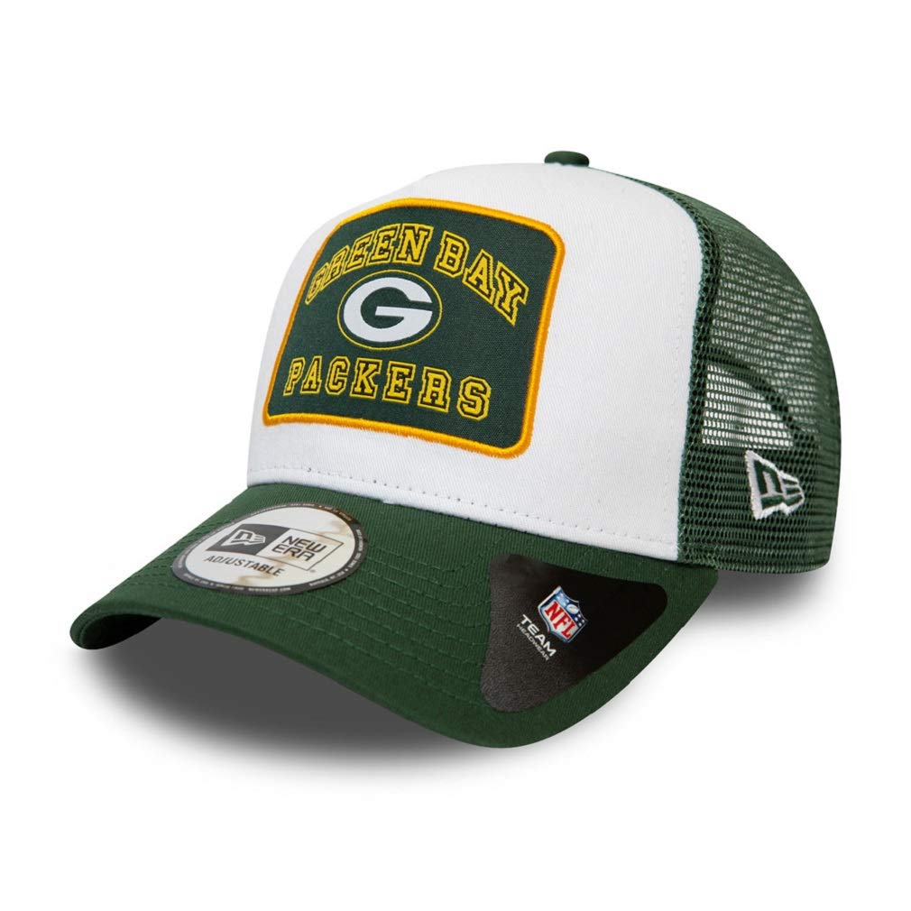 New Era Green Bay Packers A Frame Adjustable Trucker Cap Graphic Patch Einheitsgrösse White/Green, E