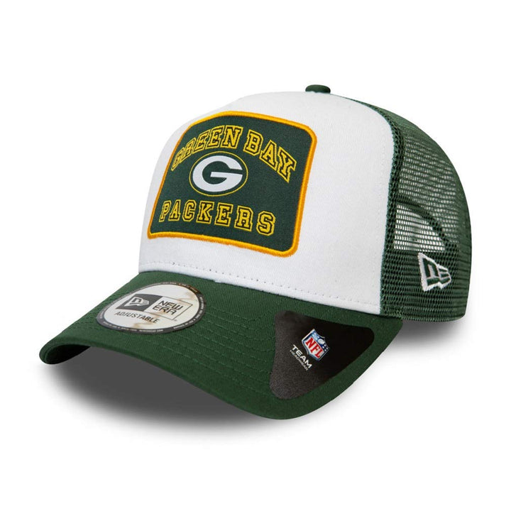 New Era Green Bay Packers A Frame Adjustable Trucker Cap Graphic Patch Einheitsgrösse White/Green, E