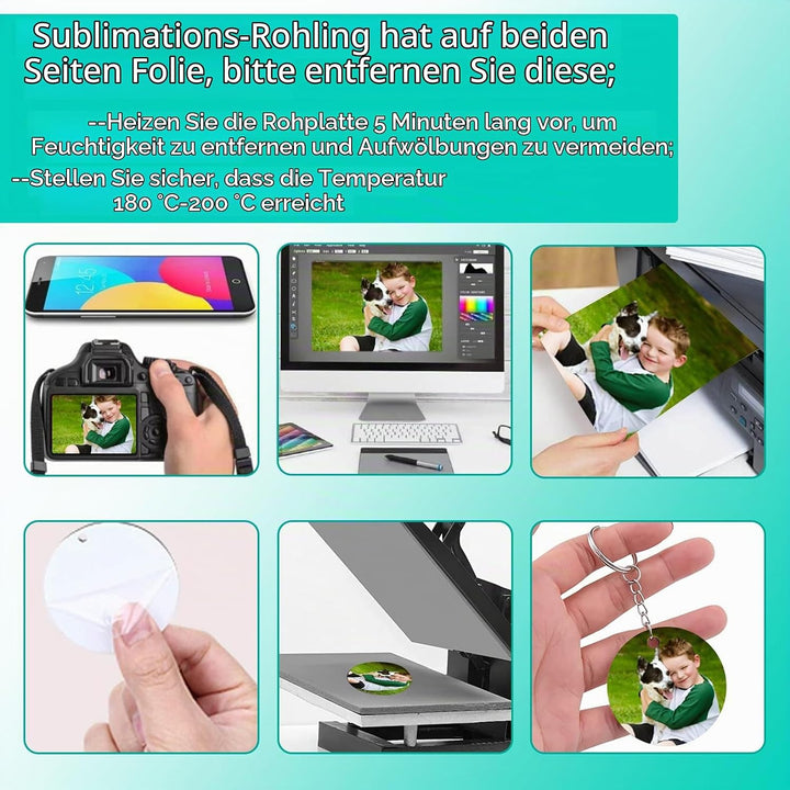 120 Stück Sublimation Schlüsselanhänger Rohlinge Set mit Wärmeübertragungs MDF Blanko 3 Formen, Quas