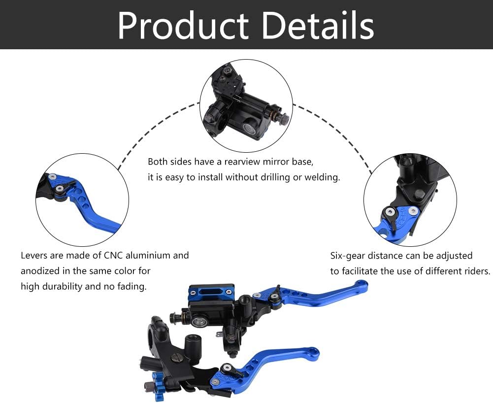 Keenso 1 Paar verstellbare Bremshebel und Kupplungshebel 7/8zoll Universal Motorradbremszylinder für