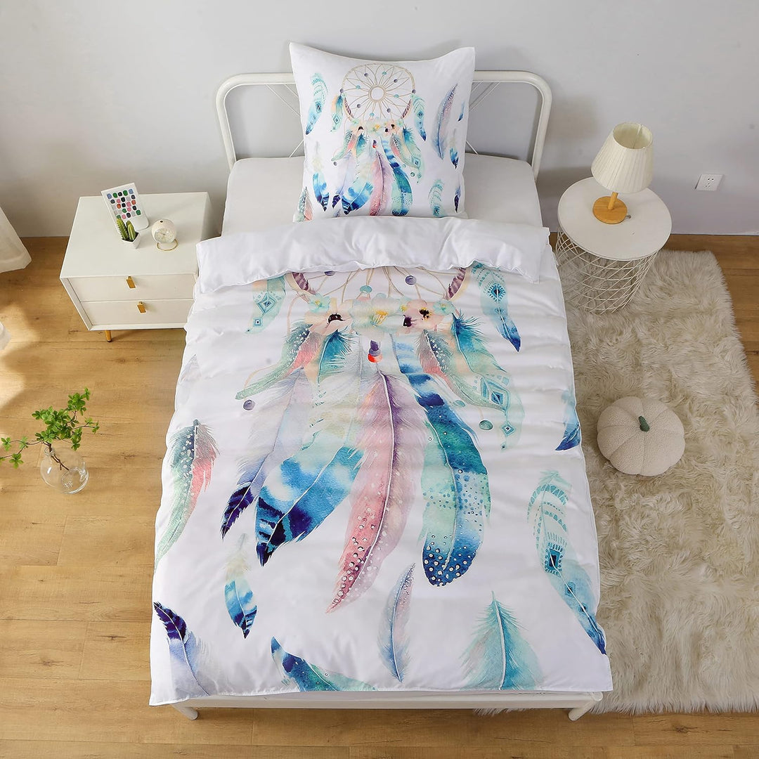 MUSOLEI Traumfänger Bettwäsche 135x200 Mädchen Mikrofaser-Polyester 3D Druck Traumfänger Bettbezug 1