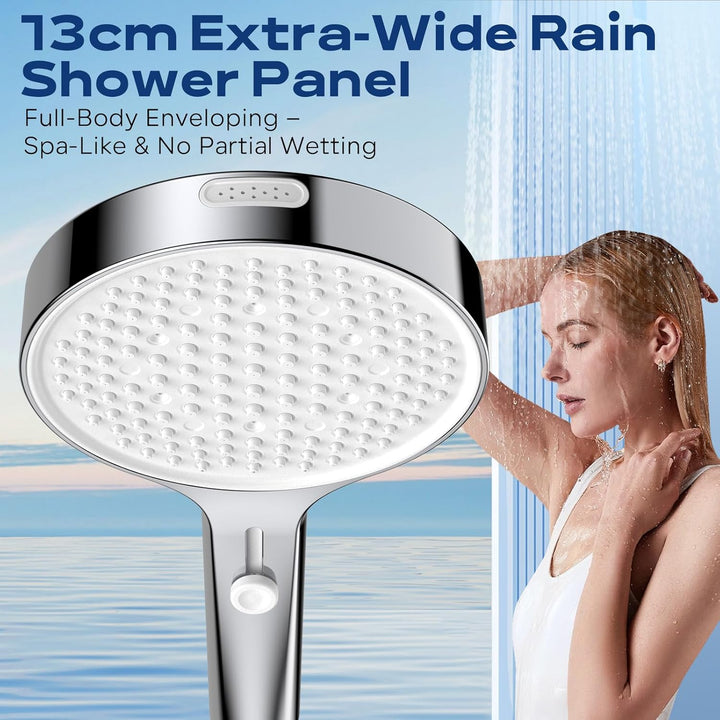 Luxear Duschkopf Wassersparend, Hochdruck Brausekopf Dusche mit 3+1 Strahlarten, 130mm Gross Spardus
