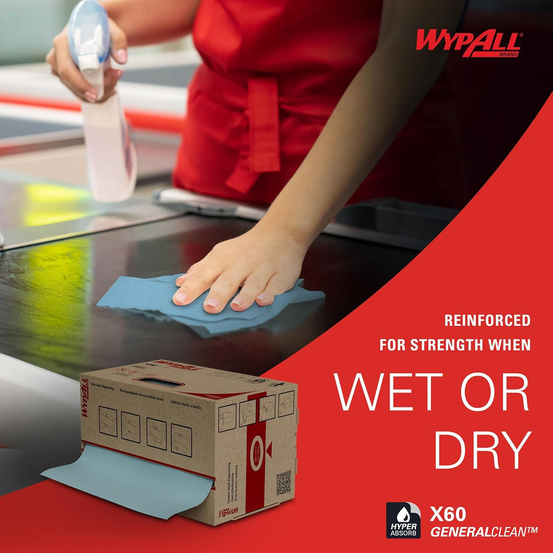 WypAll X60 General Clean Multi-Task Reinigungstücher 8250 – 2-in-1 Midi-Rollenreinigungssystem – 1 b