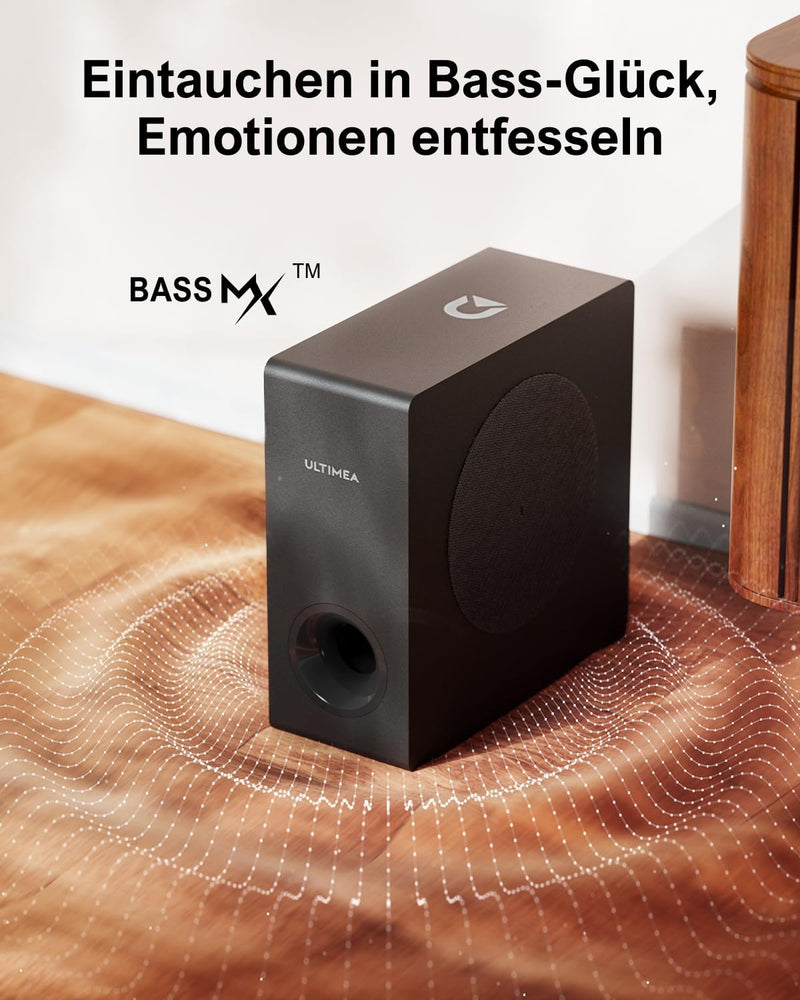 ULTIMEA Dolby Atmos Soundbar für TV Geräte, BassMAX, 3D Surround Sound System für TV Lautsprecher He