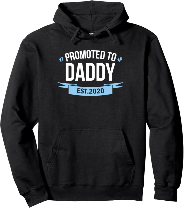 Promoted To Daddy Est 2020 Men Parent New Dad Baby Boy Gift Pullover Hoodie