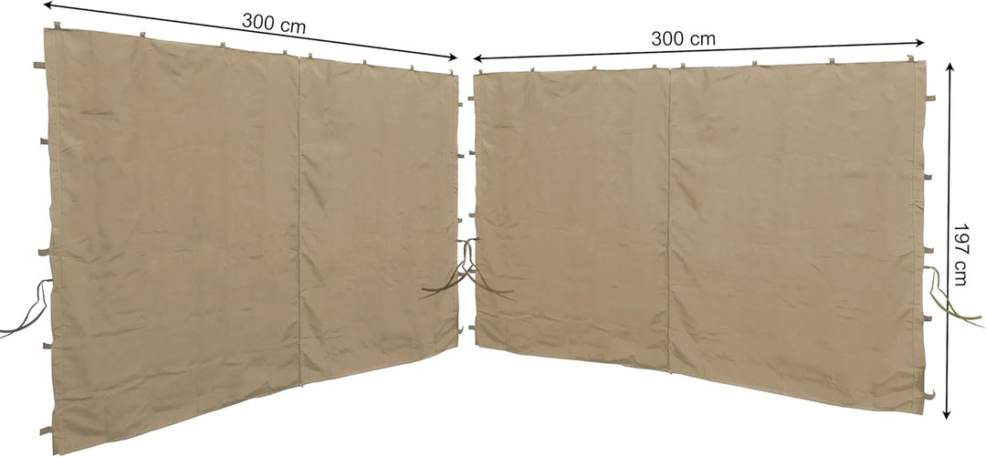 QUICK STAR 2 Seitenteile mit RV 300x195cm für Pavillons 3x3m Seitenwand Beige RAL 1001