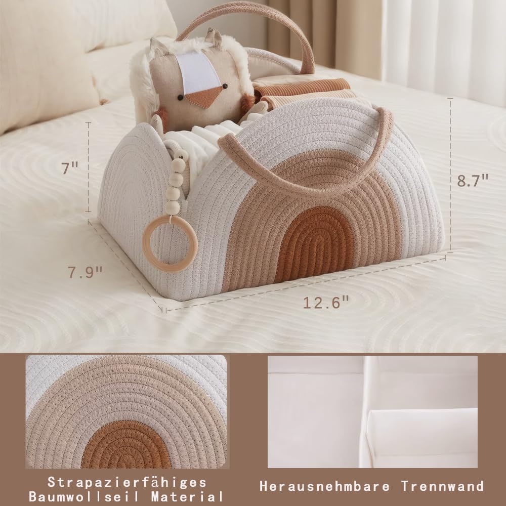 Wickeltasche Organizer, Baby Windel Caddy Korb, Tragbarer Aufbewahrungskorb für den Wickeltisch, Wic