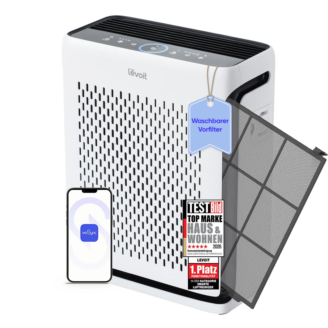 LEVOIT HEPA Luftreiniger Allergiker für 52㎡ Wohnung Raucherzimmer, 23dB Air Purifier mit Staub-&amp;Lich