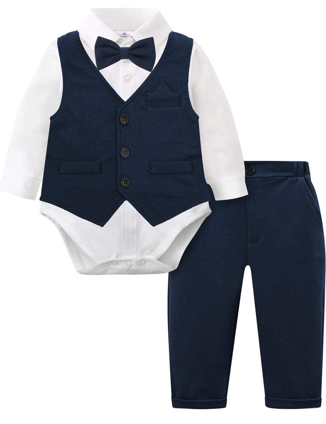 mintgreen Baby Anzug Junge, 3 Stück Formelles Outfit Taufanzug Gentleman Smoking Shirt & Weste + Hos