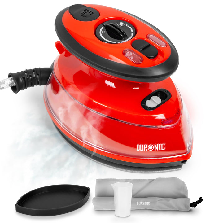 Duronic SI3 RD Mini Reisebügeleisen, 400W Mini Bügeleisen, Dampfbügeleisen 35ml Wassertank, kleines
