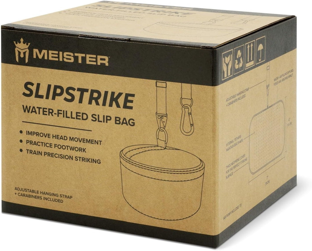 Meister SlipStrike Water-Filled Boxing Slip Bag w/Hanging Strap & Carabiners Schwarz 7" Durchmesser