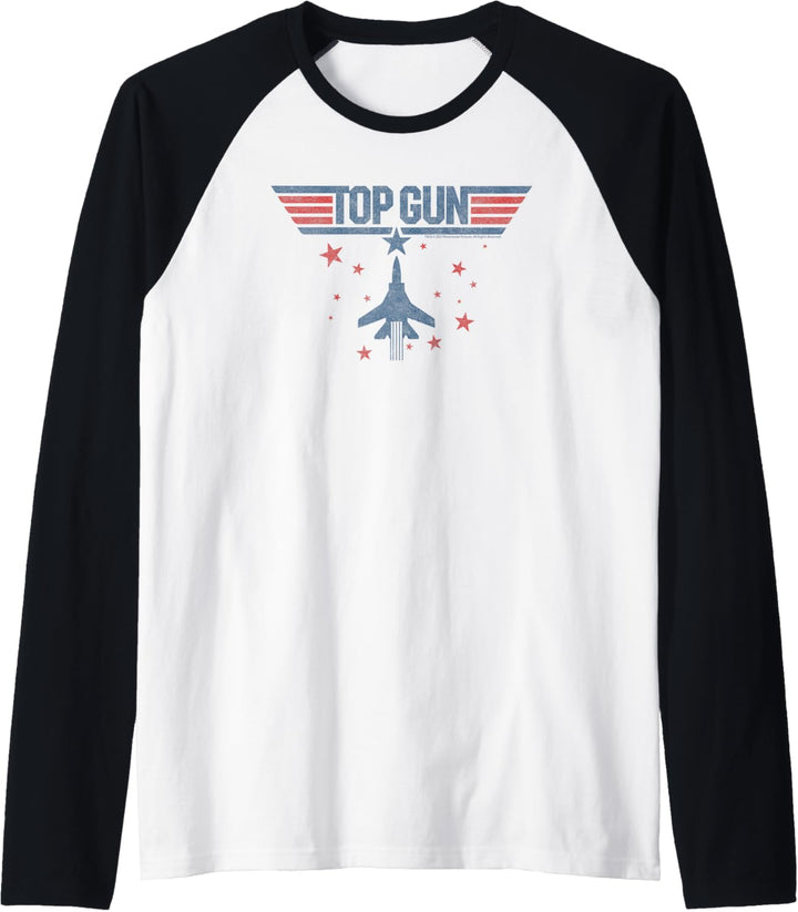 Top Gun Klassisches Sterne Flugzeug Logo Raglan