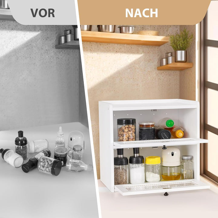 GUUSII HOME Brotkasten Gross Brotbox Küche Holz Gross Brotaufbewahrung 2 Etagen Brotkästen XL 36x24x