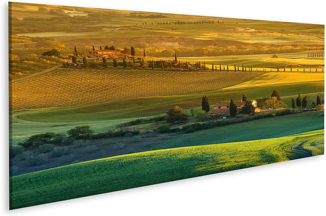 islandburner Bild auf Leinwand Toskana Italien Bilder Wandbilder Poster Leinwand 120x40cm - Panorama