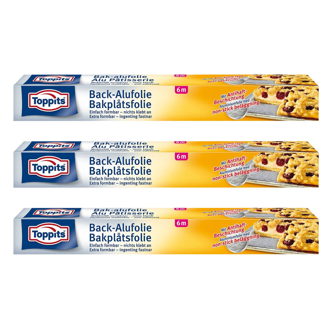 Toppits Back-Alufolie (6m x 37cm), 3er Pack (3 x 6 Meter)