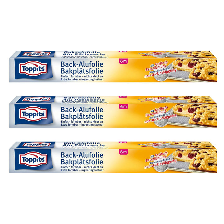 Toppits Back-Alufolie (6m x 37cm), 3er Pack (3 x 6 Meter)