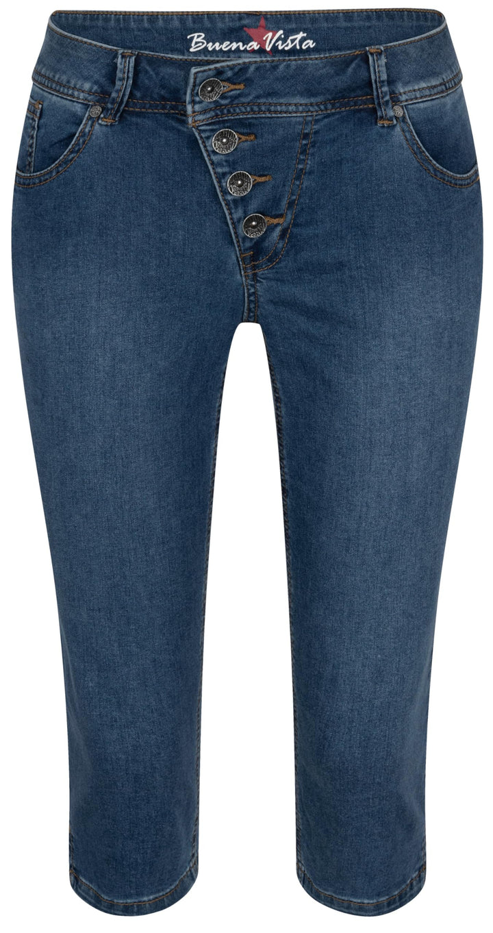 Buena Vista Damen Capri Jeans Malibu M Blau, M Blau
