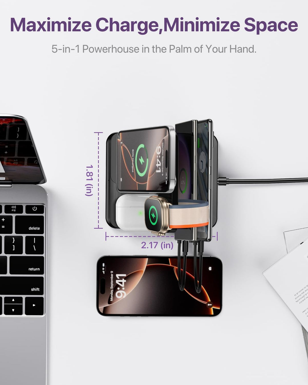 Intoval 5-in-1 Ladestation, kompatibel mit iPhones 17/17 Pro/17 Pro Max, iPad Pro/Air/Mini, Apple Wa