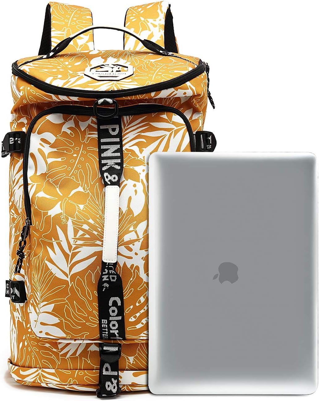 Sporttasche, Rucksack, 4-Wege-wasserdicht, mit Schuhfach für Reisen, Sport, Wandern, Laptop, senfgel