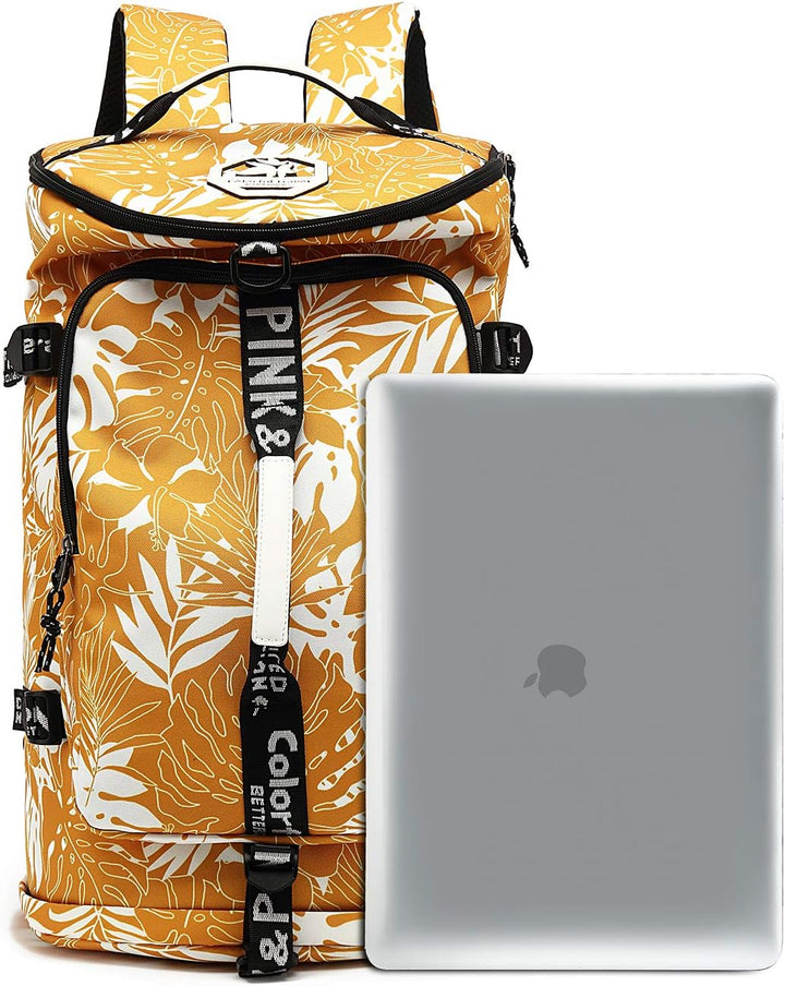 Sporttasche, Rucksack, 4-Wege-wasserdicht, mit Schuhfach für Reisen, Sport, Wandern, Laptop, senfgel