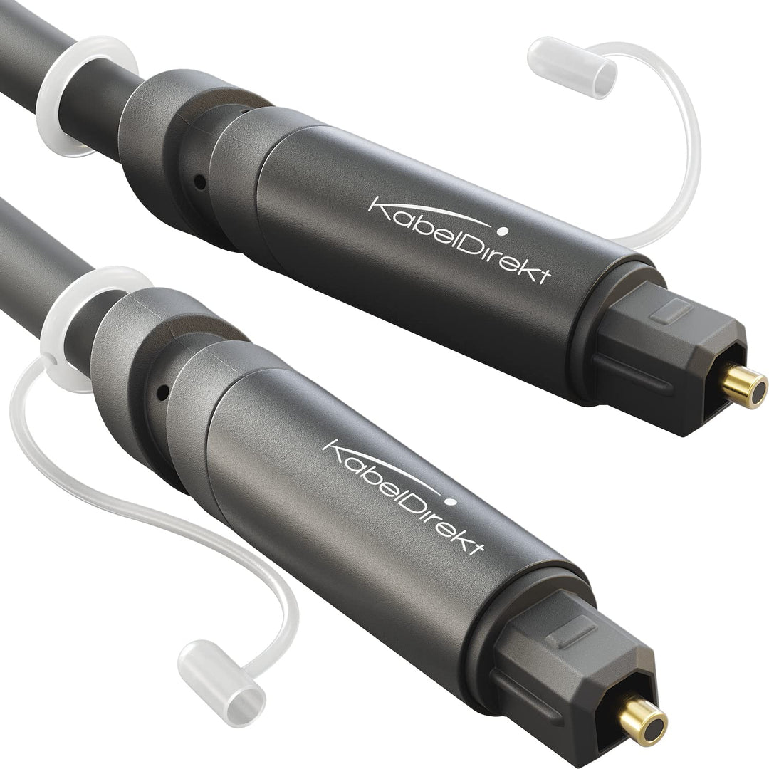 TOSLINK Cable Optisches Audiokabel - 15m - Glasfaserkabel für Soundbars, mit Schutzkappe (Digital S/