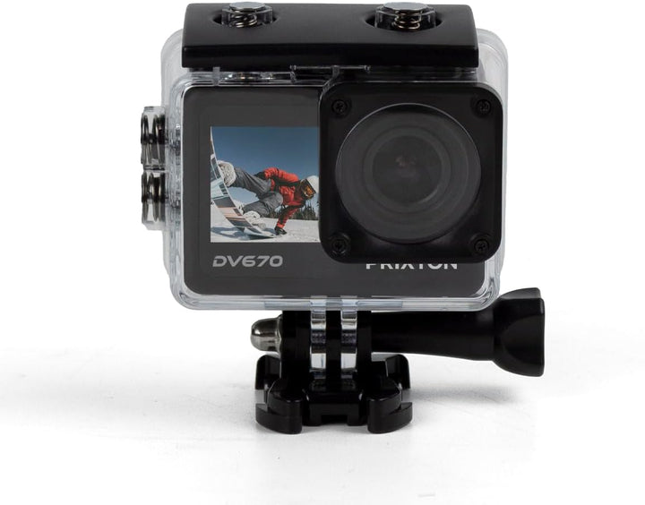 PRIXTON Action-Kamera DV670 Multisport | Sportkamera mit 4K-Auflösung, Doppelbildschirm, WLAN und Mo