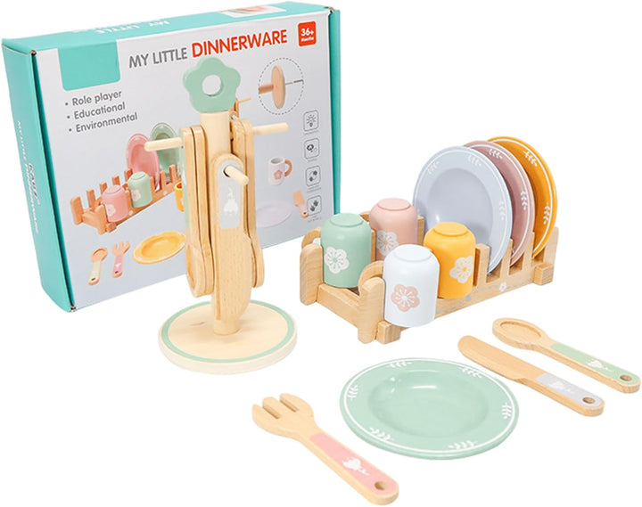 Spielküche aus Holz – Spielgeschirr und Tassen für Kinder ab 3 Jahren
