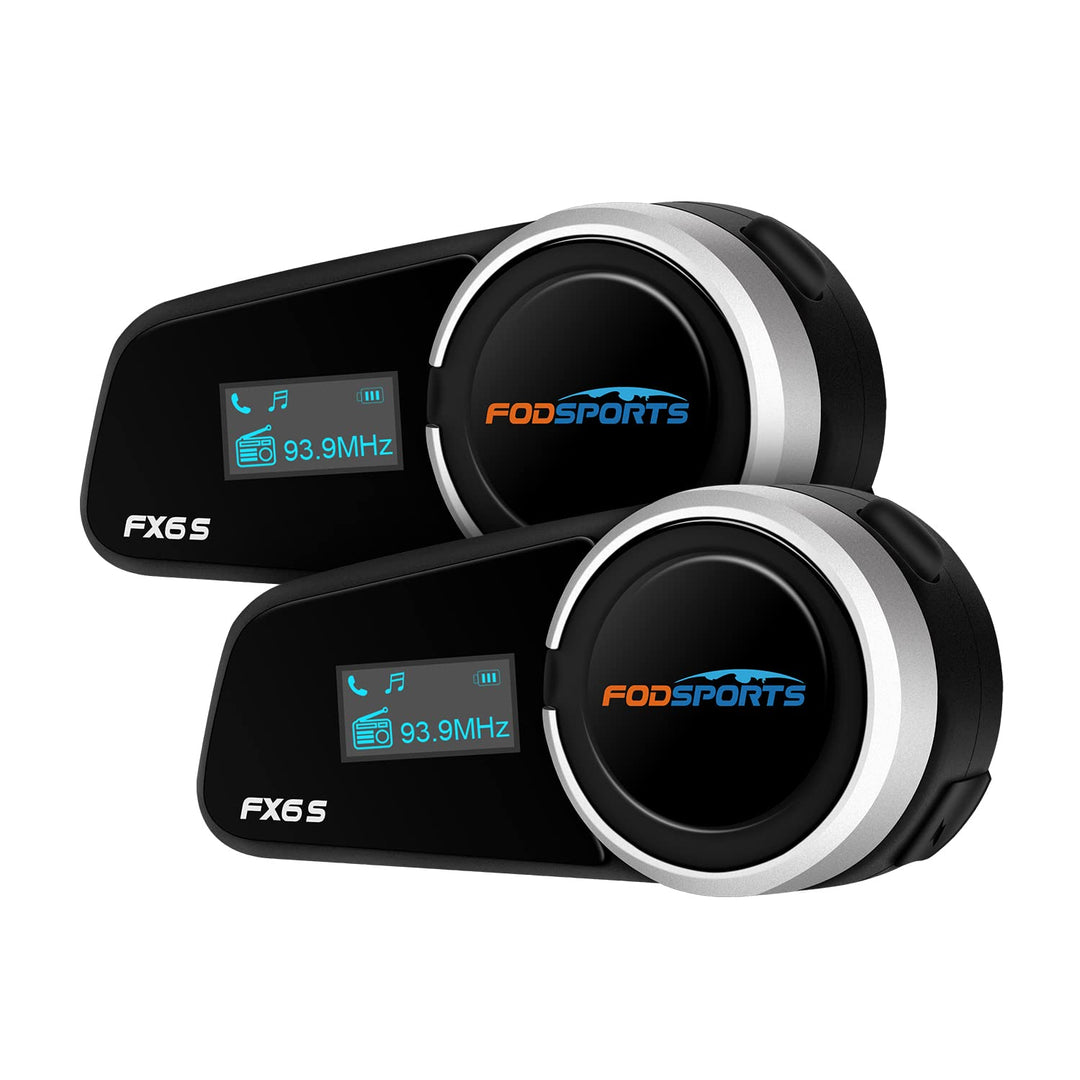 Fodsports FX6S Motorrad Intercom mit LCD Bildschirm Motorrad Bluetooth Headset für bis zu 6 Motorräd
