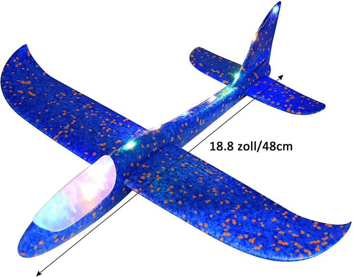 Queta Leuchtende Segelflugzeug Kinder Styroporflieger Flugzeuge Styropor, 48cm gross Manuelles Werfe