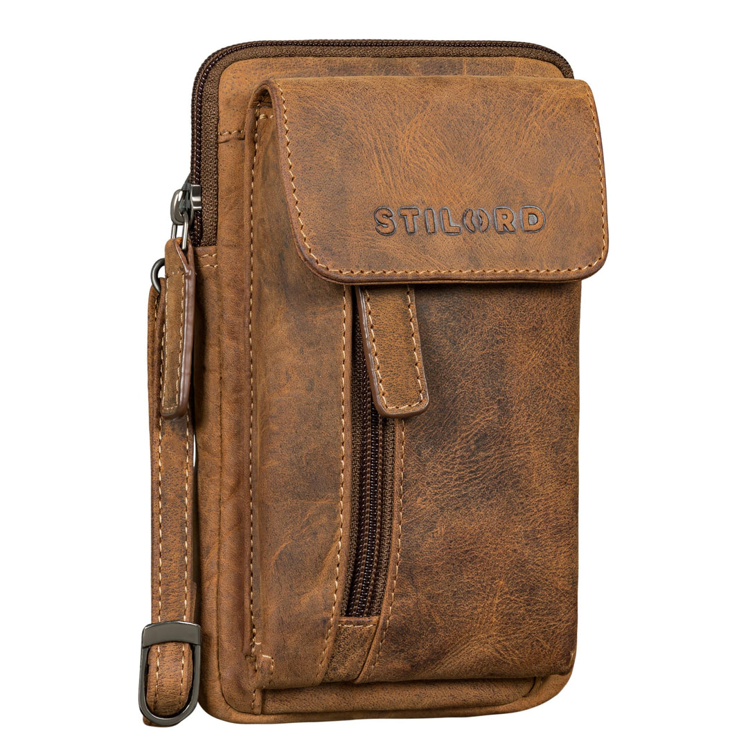 STILORD Mael 2-in-1 Umhängetasche Herren Leder Handytasche zum Umhängen Gürteltasche Brusttasche - S