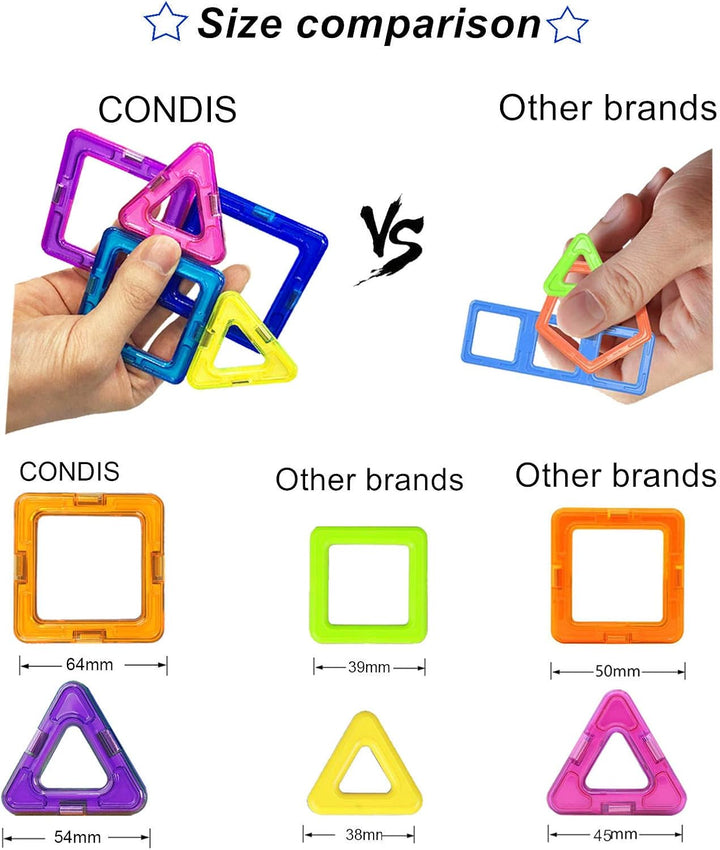 CONDIS Magnetische Bausteine 62 Teile, Magnetspielzeug Magneten Magnetbausteine Set Spielzeug Magnet
