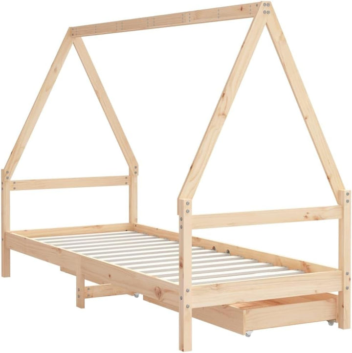 Festnight Hausbett 90x200 cm mit Schubladen ohne Matratze, Kinderbett mit Schubladen, Kinder Haus Be