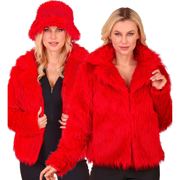 W WIDMANN MILANO Party Fashion - Damen Kunstfell-Jacke, flauschiger Pelz, Plüschjacke, Kostüm, Party