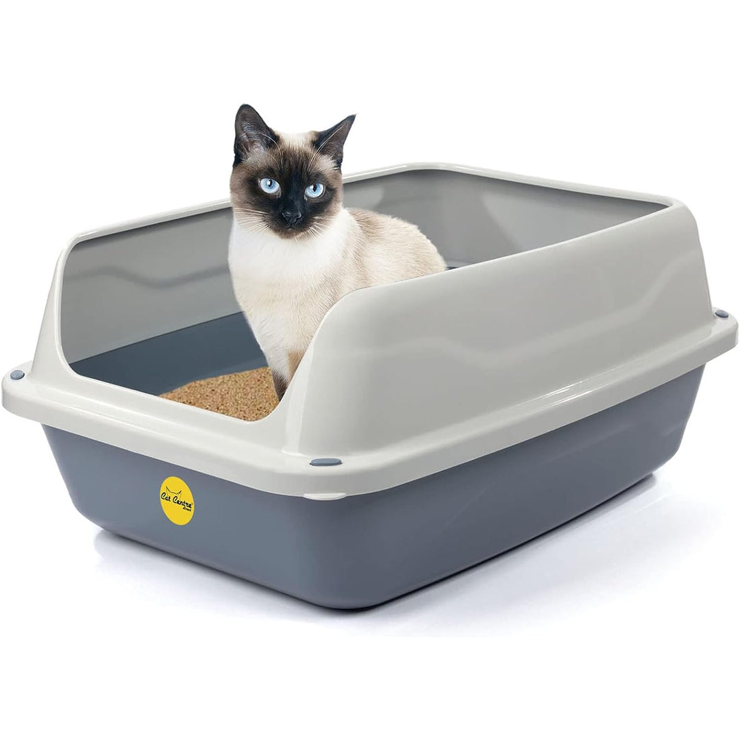 Cat Centre Katzenklo Offen Mit Hohem Rand Katzentoilette Ohne Deckel Grau L 56 x 39 cm, L Grau