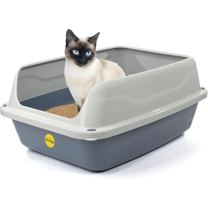 Cat Centre Katzenklo Offen Mit Hohem Rand Katzentoilette Ohne Deckel Grau L 56 x 39 cm, L Grau