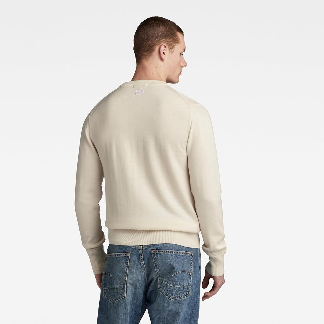 G-Star RAW Herren Premium Core Knitted Pullover Sweater M Beige (Eggnog D21931-b692-g076), M Beige (